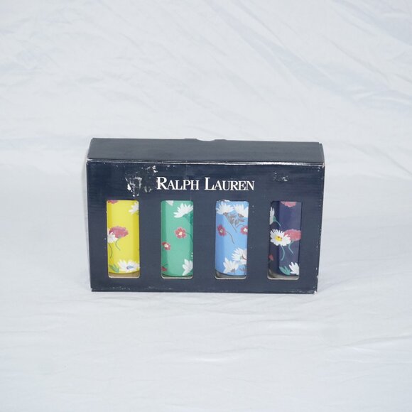 Ralph Lauren drinking glass set of four hand painted floral NIB - Picture 1 of 2